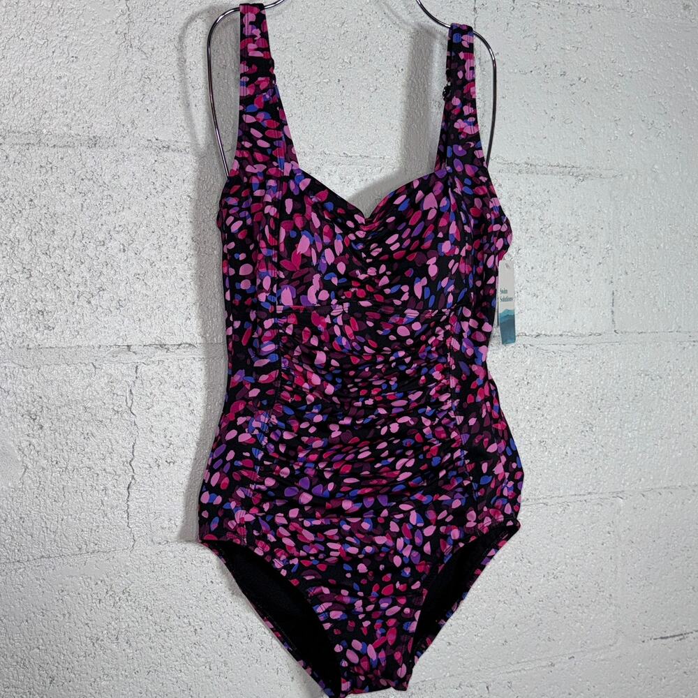 Swim Solutions Women's Abstract Printed One-Piece Swimsuit multi, 16 $112